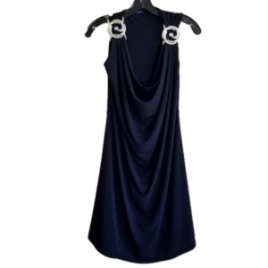 Vintage Mary Cool Paris Made in France Slip Dress Cowl Buckles Size Small Black